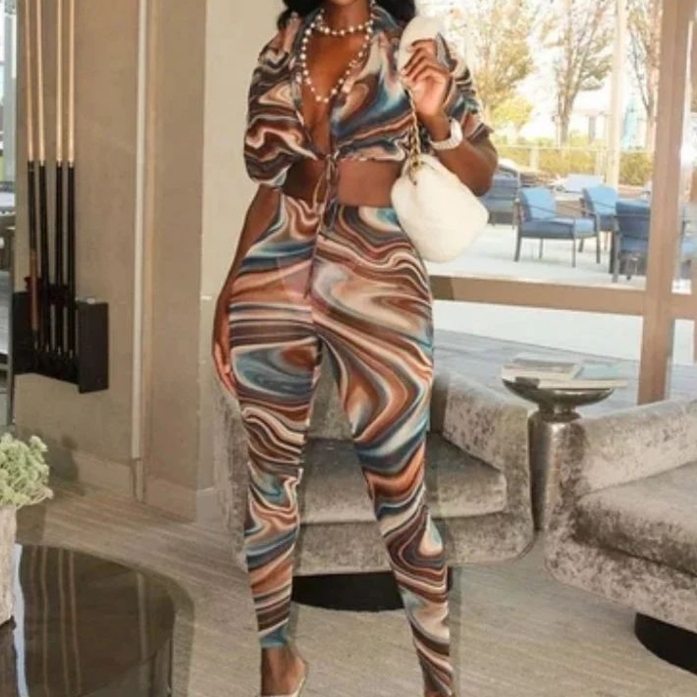 2 Piece Printed Pant Set